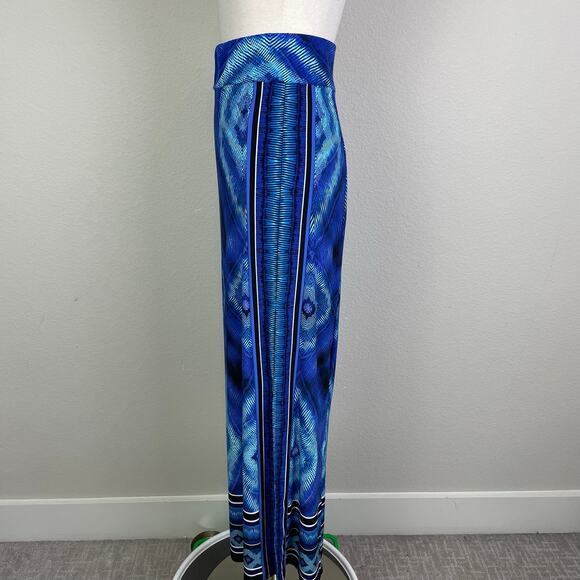 Chico's Blue Black Medallion Print Knit Maxi Skirt 2 - Picture 4 of 8